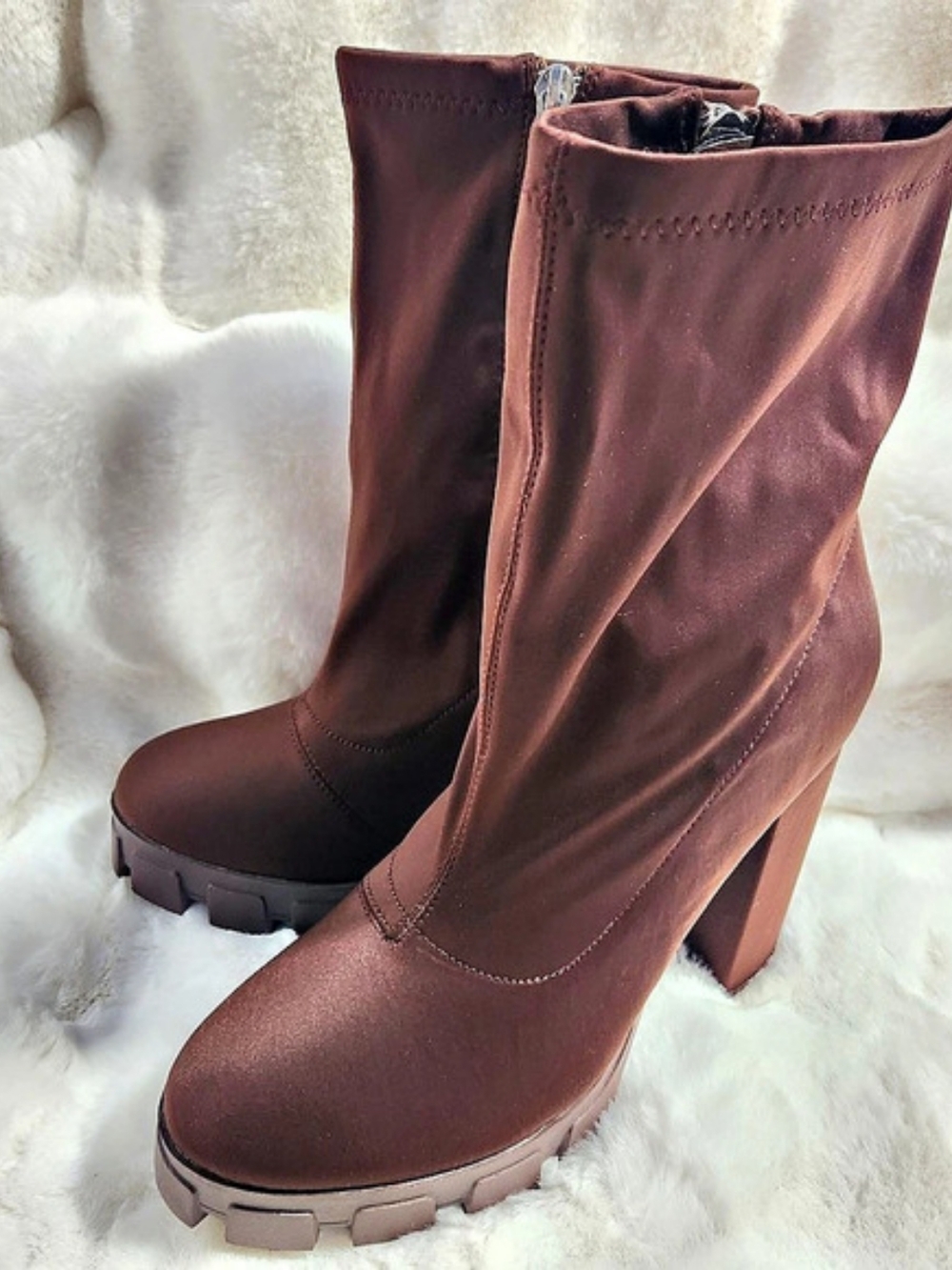 Brown Platform Heeled Boots New